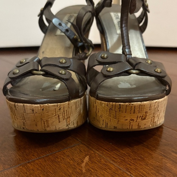 Steve Madden Dark Brown Strappy Wedge Sandals - Picture 6 of 8